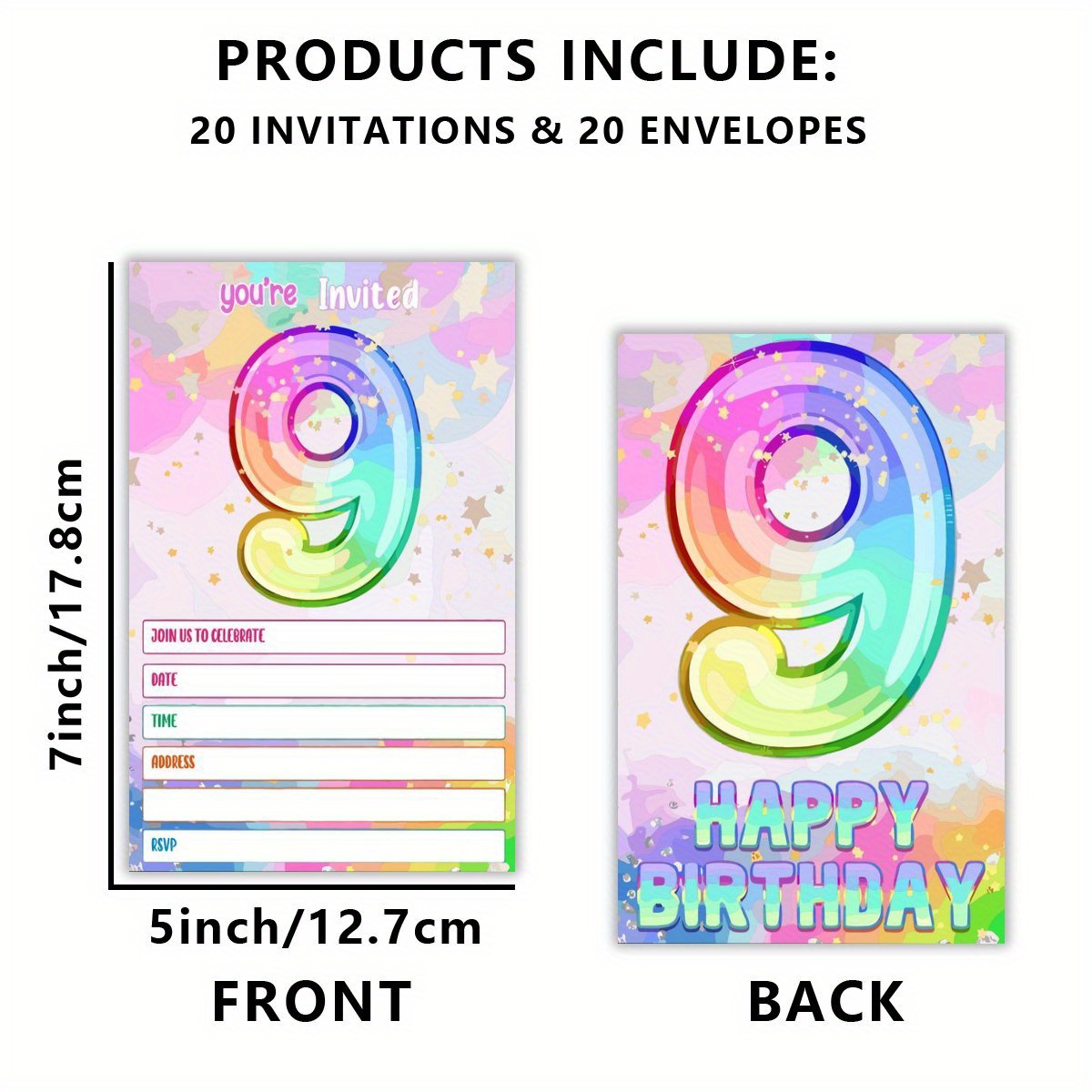 TEMU 20pcs, Birthday Party Invitations, Birthday Party Invitations For Boys, Girls Birthday Party Invitations, Birthday Invitations, Birthday