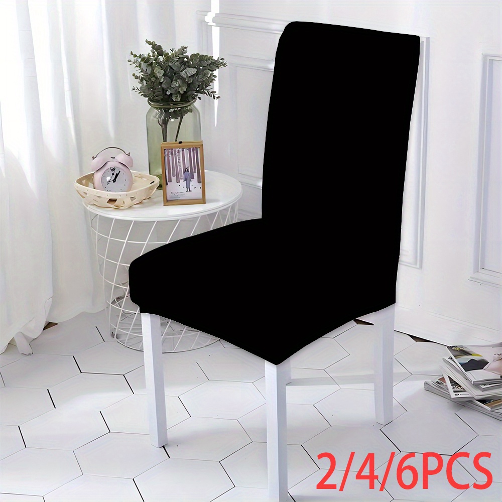 

Stretchable Dining Chair Covers - 2/4/6pcs, Black Floral Print, Waterproof & Stain Resistant Slipcovers For Kitchen And Living Room Chairs, Easy Care