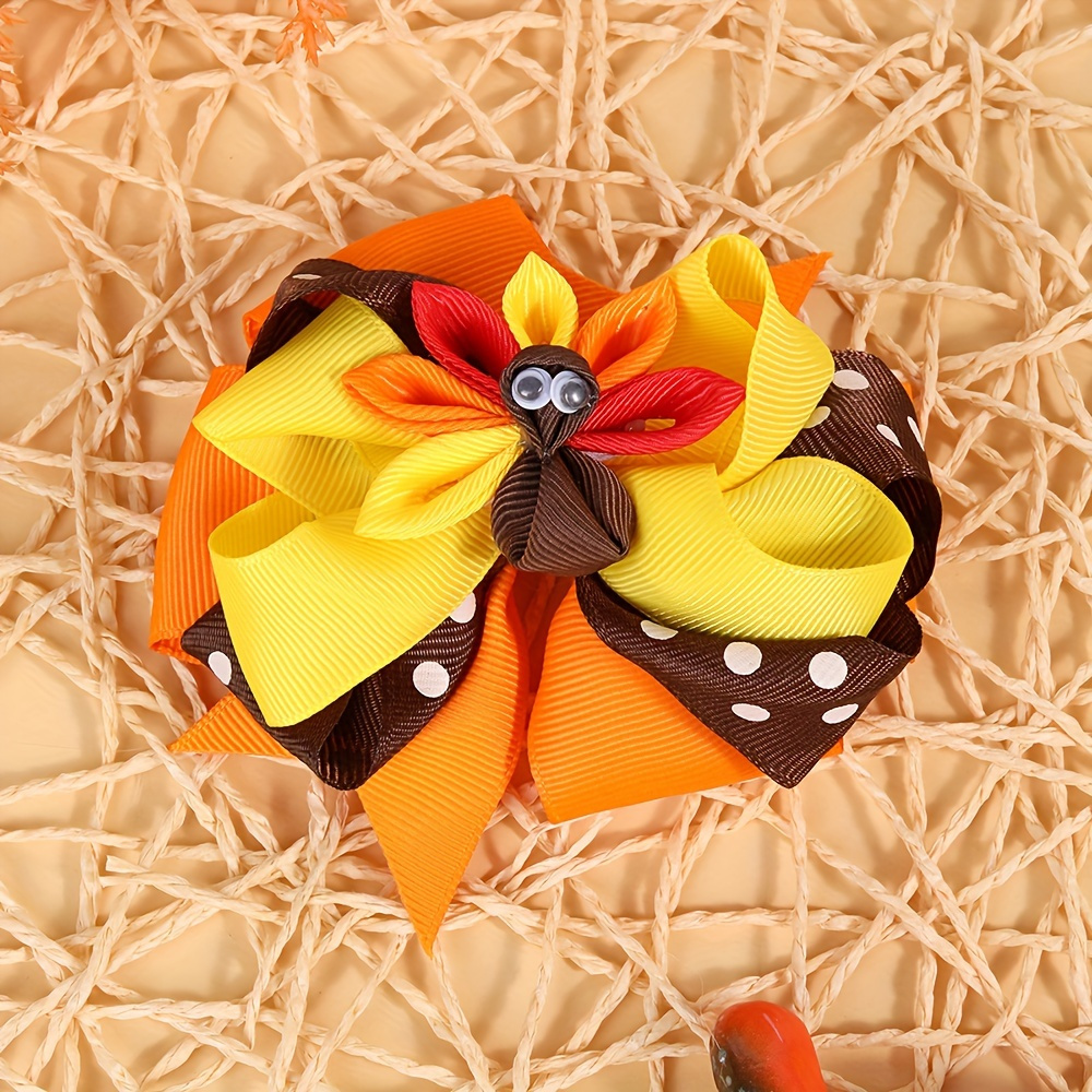 

1pc Thanksgiving Turkey Hair Bows For Girls Turkey Hair Barrettes Non-slip Alligator Clips Cosplay Hair Accessories For Girls Thanksgiving Party Gifts