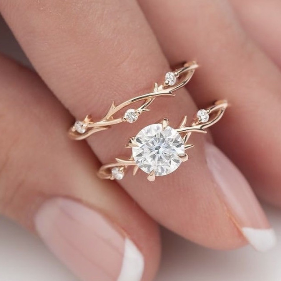 

New Zircon Ring Proposal Cz Ring Women's Rose Golden Simulation Zircon Wedding Rings