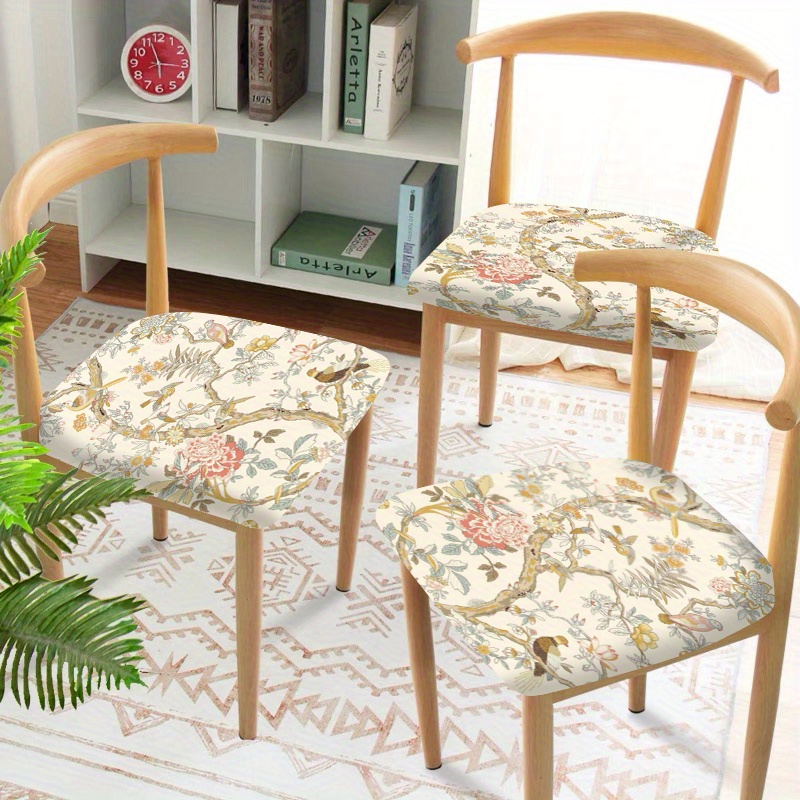 

Chic Floral Chair Slipcovers Set (2/4/6pcs) - Stain & Dust Resistant, Polyester, Fit For Home Dining & Kitchen Chairs