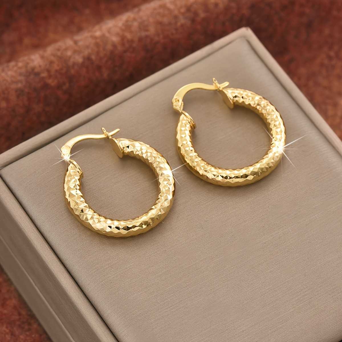 TEMU Women's Glossy Hoop Earrings - Copper Plated Everyday & Formal Jewelry, Elegant Minimalist Hoop Earrings For Women, Everyday & Special Occasion