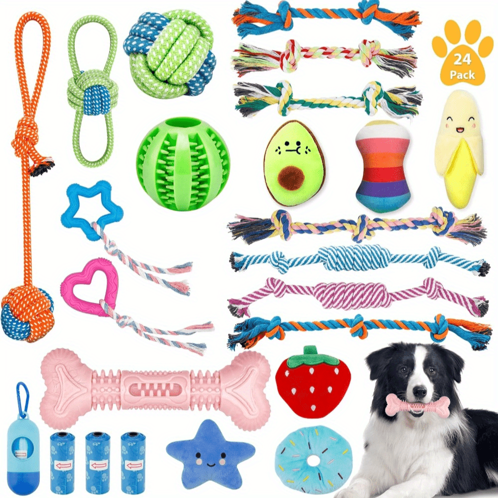 

24 Pack Dog Rope Toys For Small & Medium Breed Dogs, Puppy Chew Toys. Puppy Teething Toys, Dog Dental Health, Exercise &