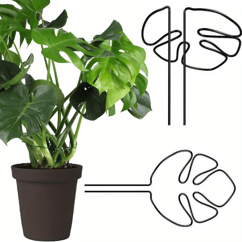 

Monstera-inspired Plant Support Stakes - Turtle Back Bamboo Shape, Dual-level Indoor/outdoor Plant Support, Modern Black For