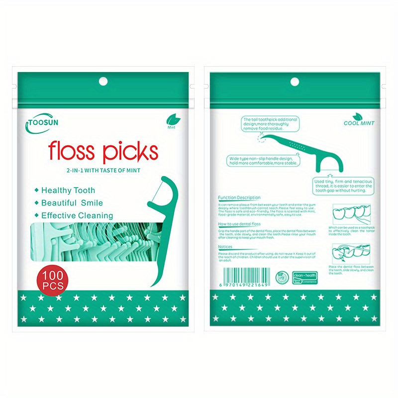 150 Count Peppermint Dental Floss Picks Hypoallergenic Temu