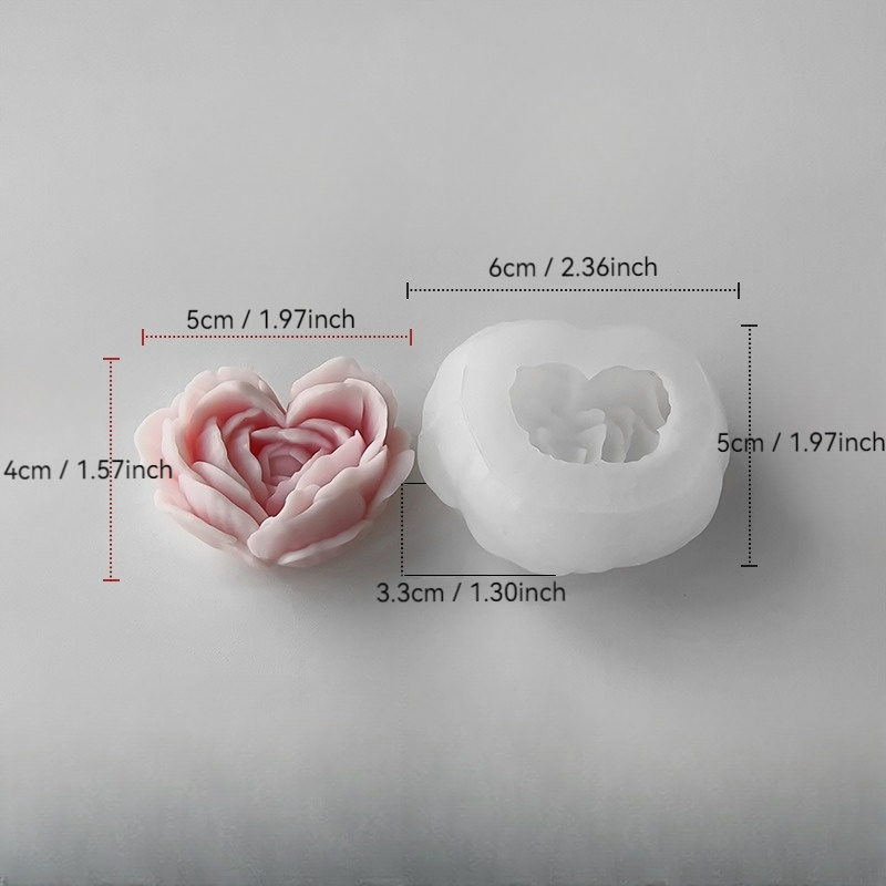1pc Heart-shaped Rose Aromatherapy Candle Mold, Handmade Floral Resin Mold, Ornament Mold