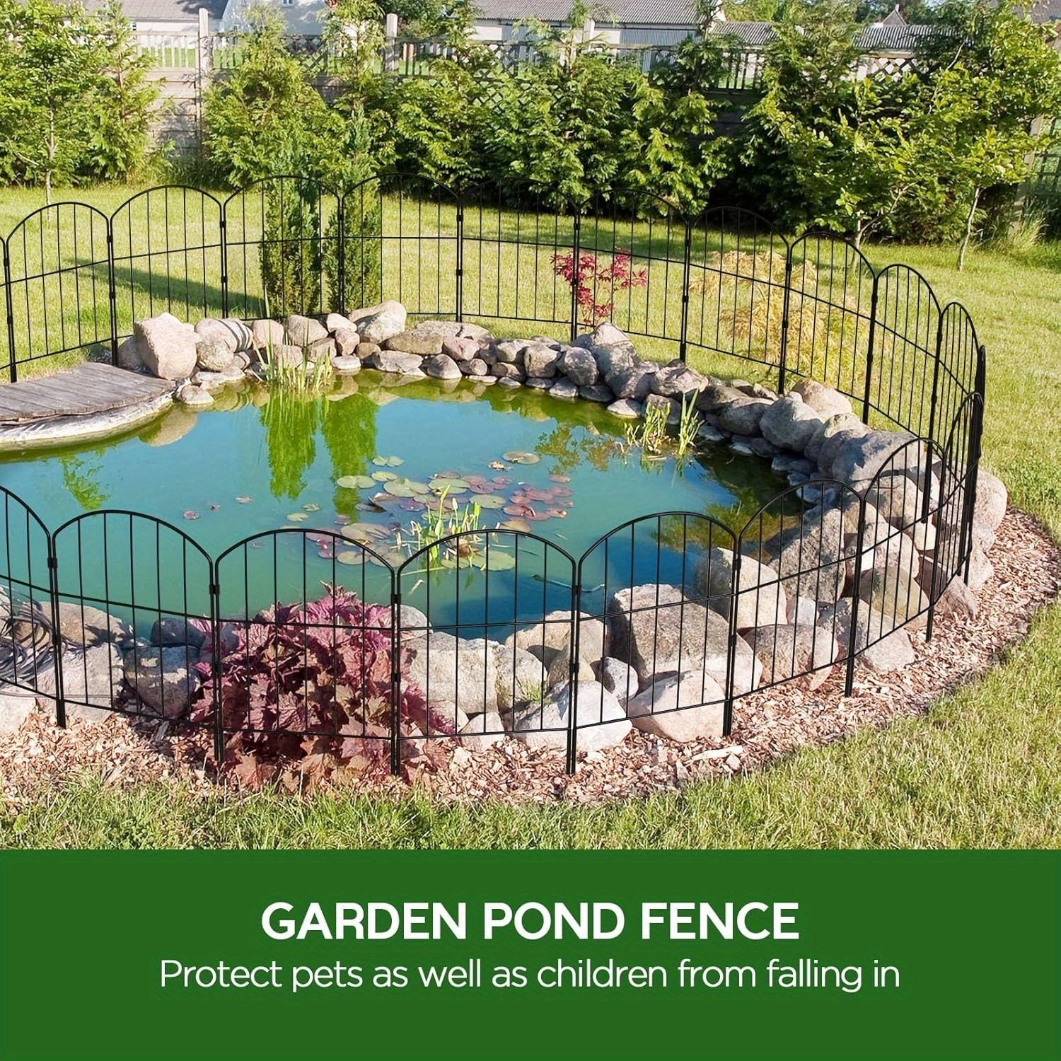 

10/ 19/ 25 Pcs Garden Fence, 24in (h) Rustproof Metal Fence Panels - Black No Dig Decorative Garden Fencing & Animal Barrier For Dogs, Flower Bed, And Patio Borders