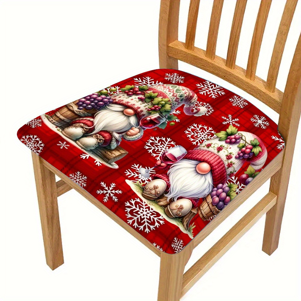 

Christmas Santa Design Polyester Chair Slipcovers 2/4/6pcs Set - Elastic-, Digital Print, Machine Washable, Contemporary Style, Non-slip Milk Fiber Fabric Cushion Covers For Holiday Dining Decor