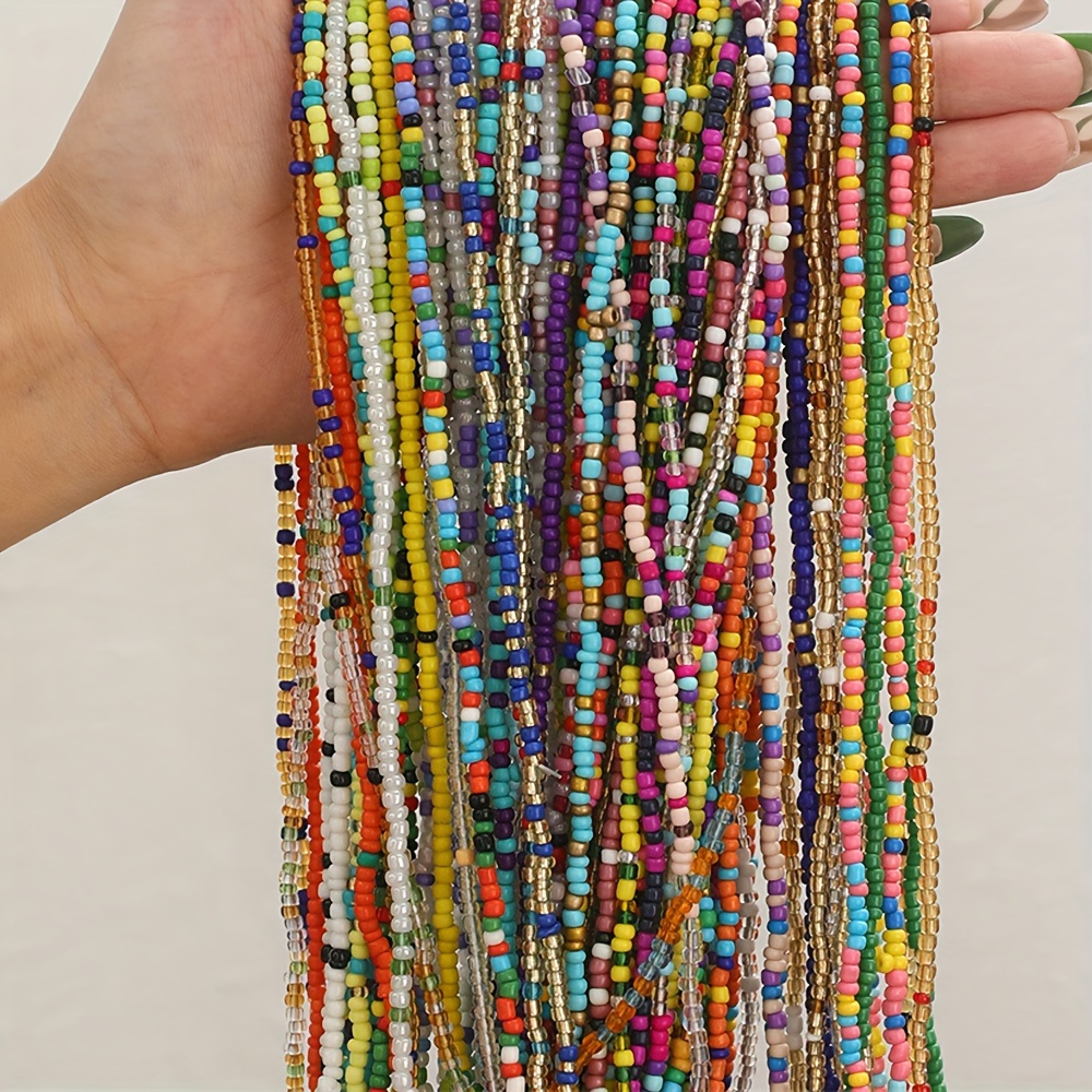 

Random 20 Pcs/set Beads Waist Chain Bohemian Mixed Color Beads Chain Suit Women Body Jewelry Chain Stylish Jewelry Accessories