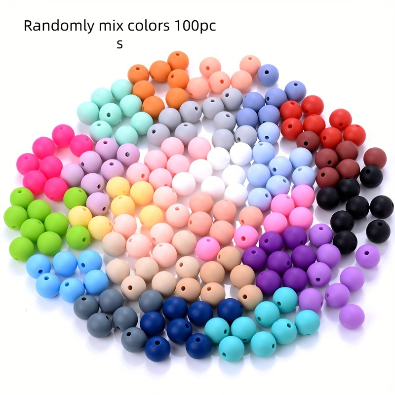 TEMU 50/100pcs Silicone Beads, 12mm Round Diy Craft Beads, For Keychains, Bracelets, Necklaces, Jewelry Making, With Bulk For Crafts And Pen Decoration