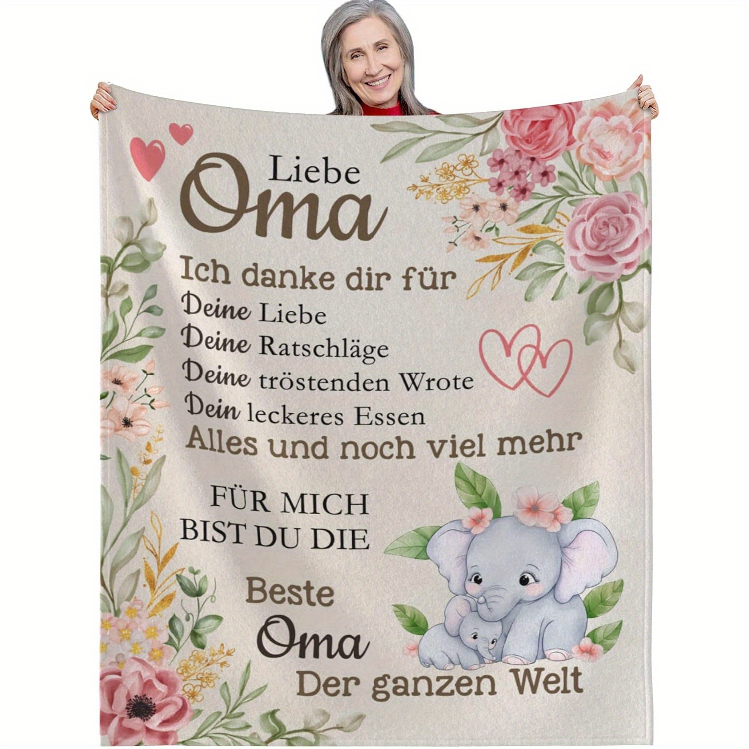 

Luxurious German-inspired Soft Flannel Throw Blanket For Grandma - Cozy Sofa & Tv Blanket With Message, Floral And , Perfect Keepsake Gift