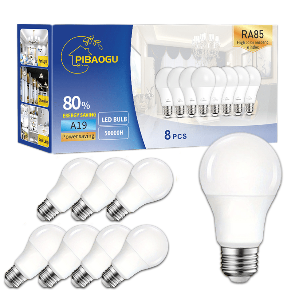 

Pibaogu 8pcs Led Light Bulbs - E26 Base, 9w, Soft/ & Daylight Options, Long-, Energy- For Home Use