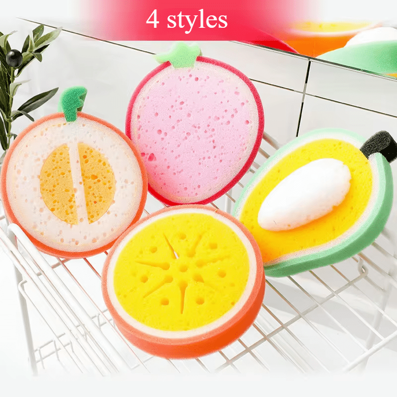 

4pcs Vibrant Fruit-shaped Exfoliating Bath Sponges - Soft Konjac Material, Cute & For Adults & , Gentle Body The Shower Or Bath