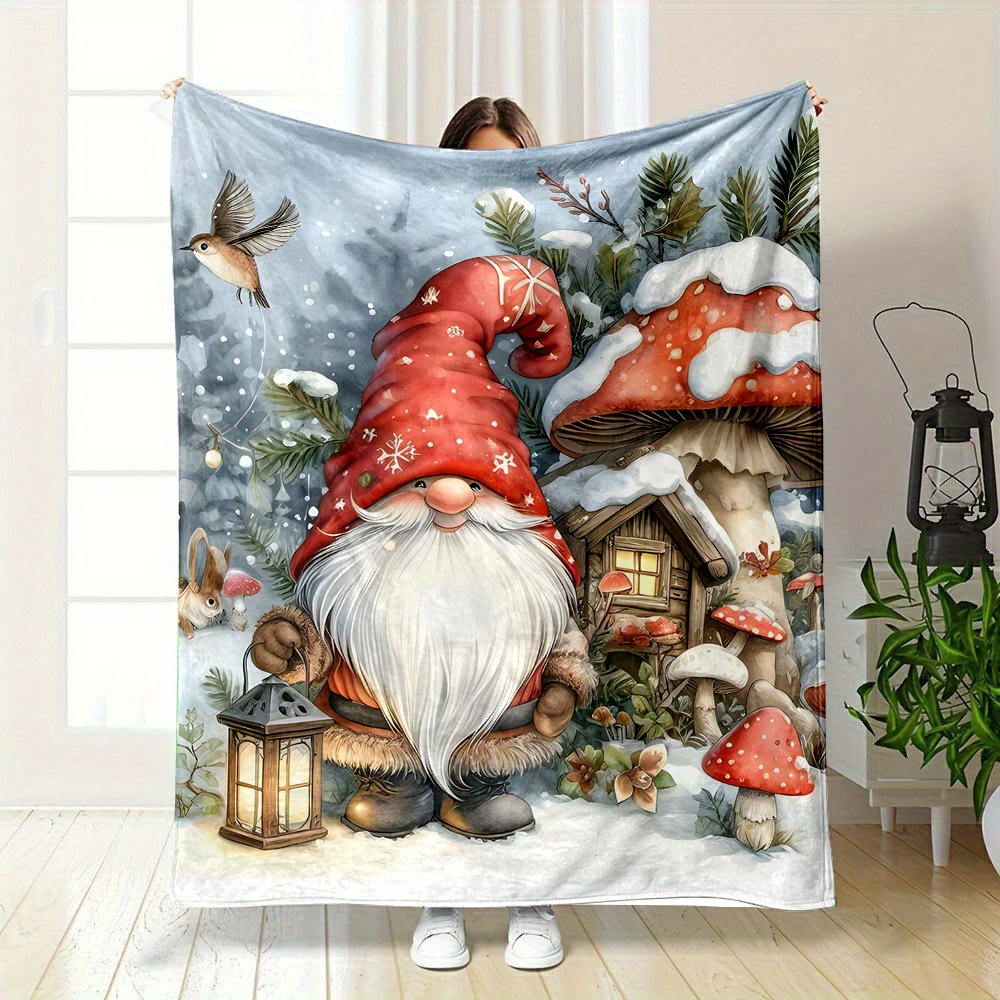 

Flannel Throw Blanket - Contemporary Cartoon & Theme, Polyester, , Reversible, , Non-woven Fabric, 200-250gsm Lightweight - Christmas Santa Design