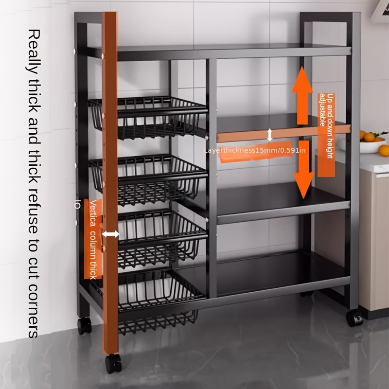 heavy duty steel kitchen storage rack with adjustable stabilizer multi tier open shelving for microwave appliances no   details 3