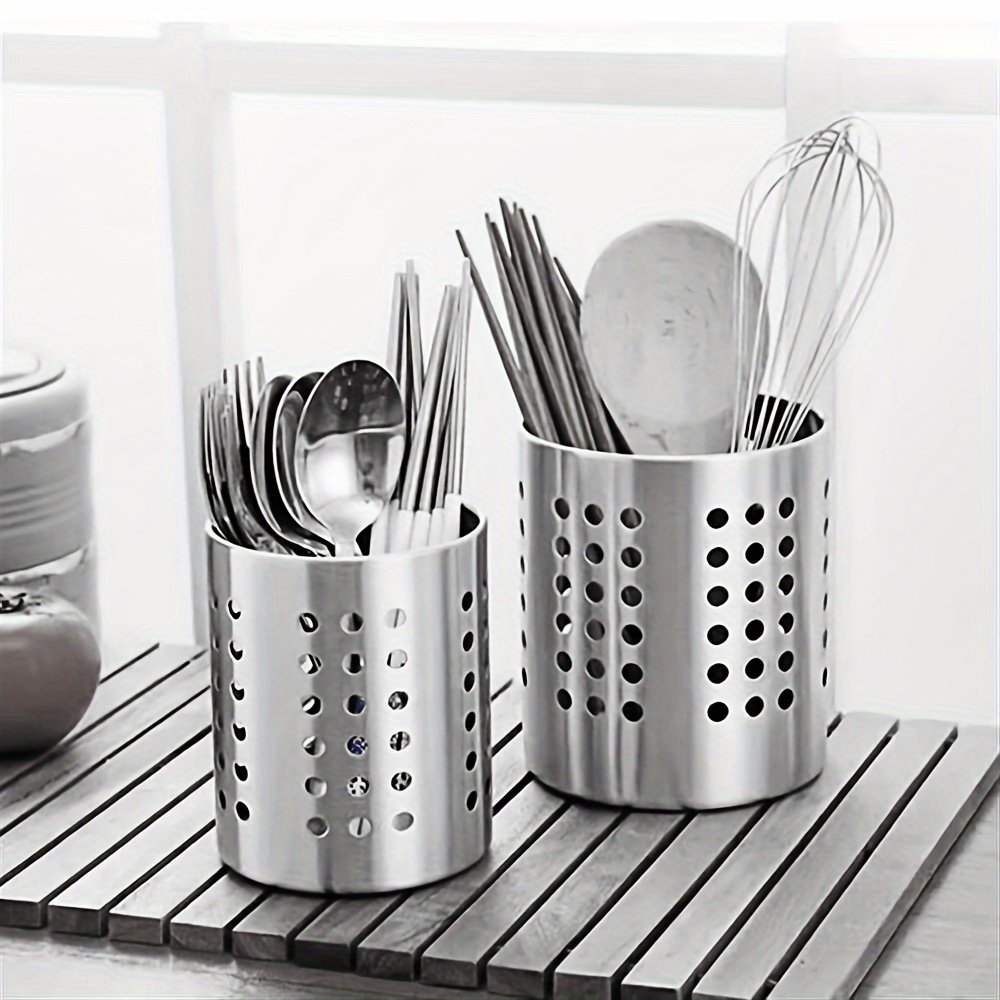 

Stainless Steel Utensil Holder - Kitchen Organizer Caddy For Chopsticks, Spoons, Forks, Knives - Food-safe Cutlery Storage For Home & Commercial Use