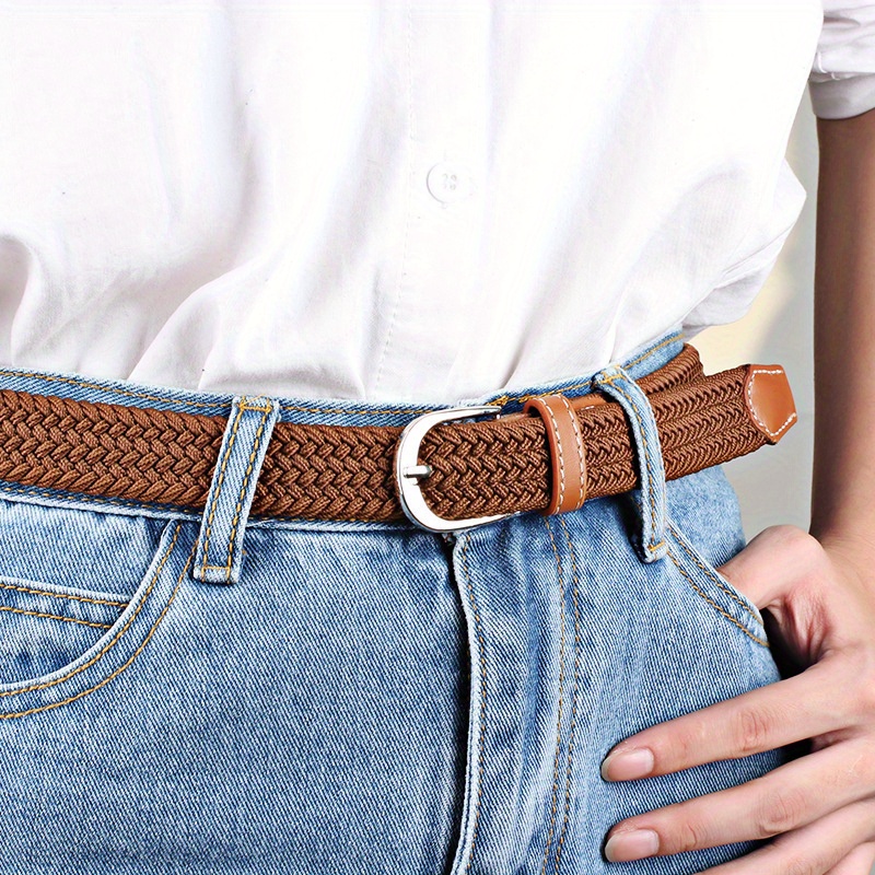 

2 Pieces Of Unisex Canvas Belts With Elastic And Thin Waistbands For Young Students To Weave Canvas Belts