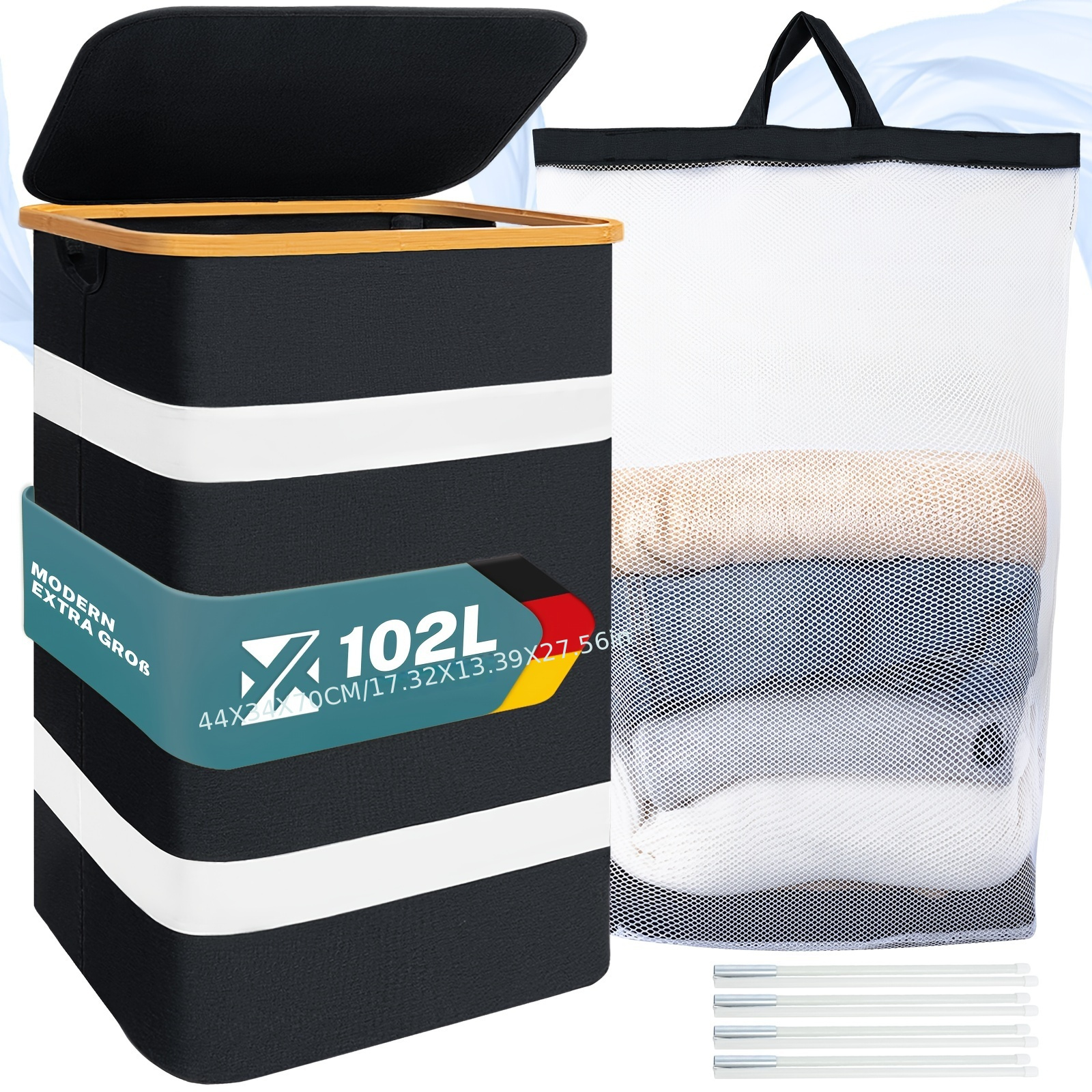 

102l Laundry Basket Foldable Laundry Collector Laundry Bin Laundry Bag Laundry Basket With Lid