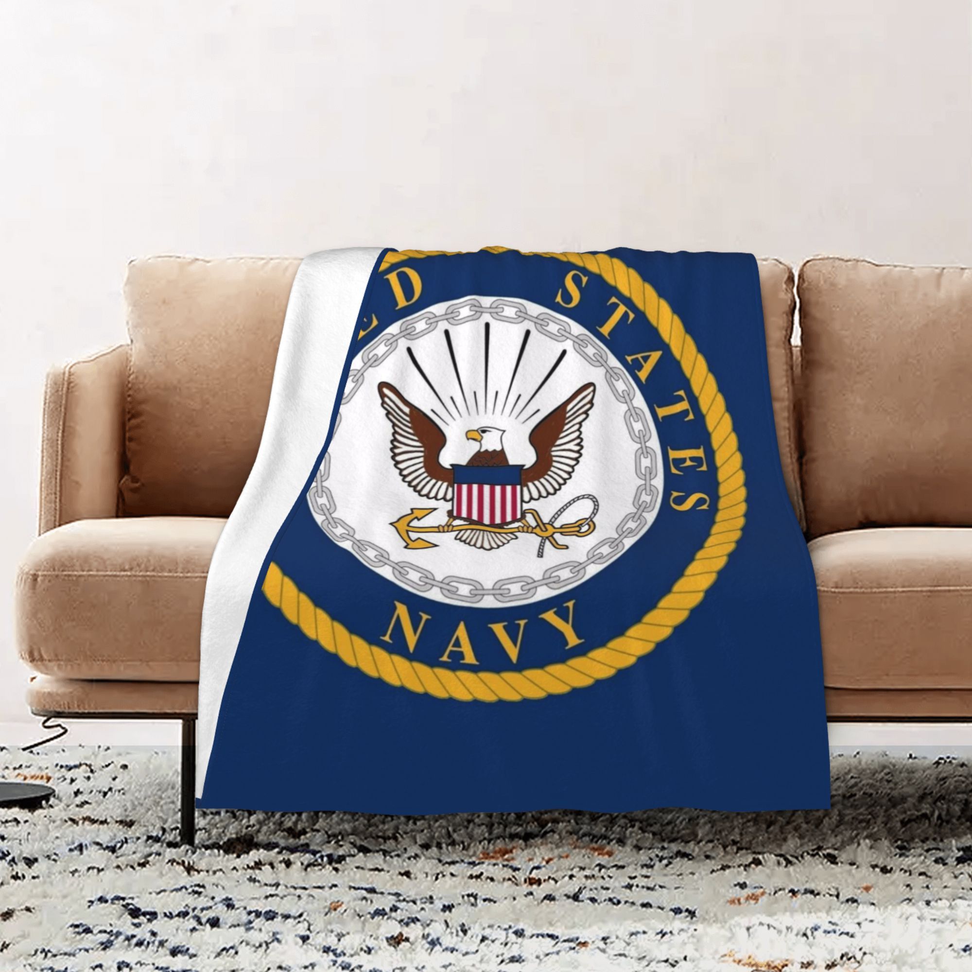 

Emblem Printed Fleece Throw Blanket - Perfect For Home Decor Or As A Gift For Navy Enthusiasts