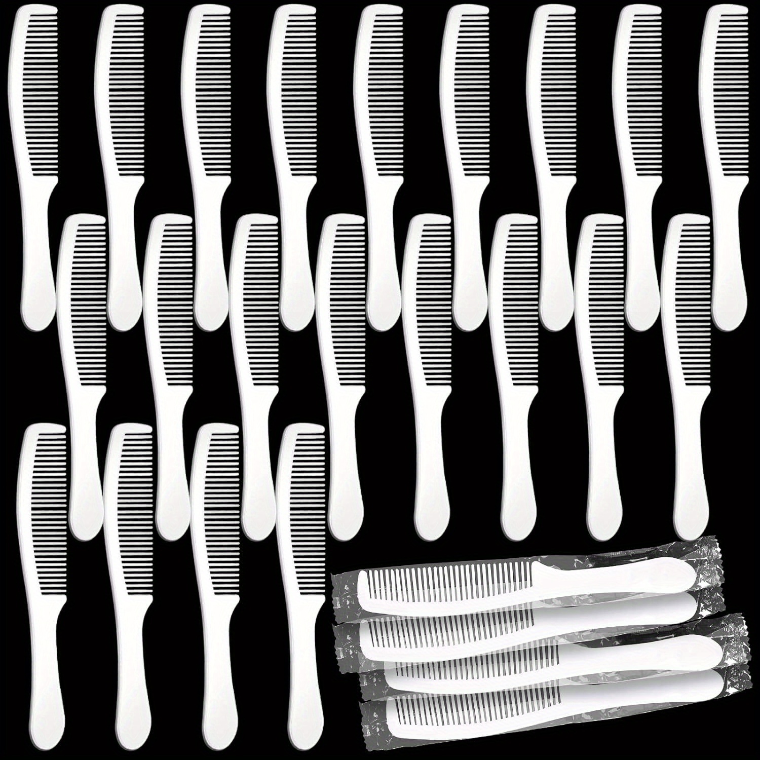 

100pcs Individually Wrapped Combs Disposable Combs In Bulk Plastic Combs Set Hair Combs For Travel, Hotel, Shelter, Homeless, Nursing Home, , Church, 6.5 Inch Long (white)