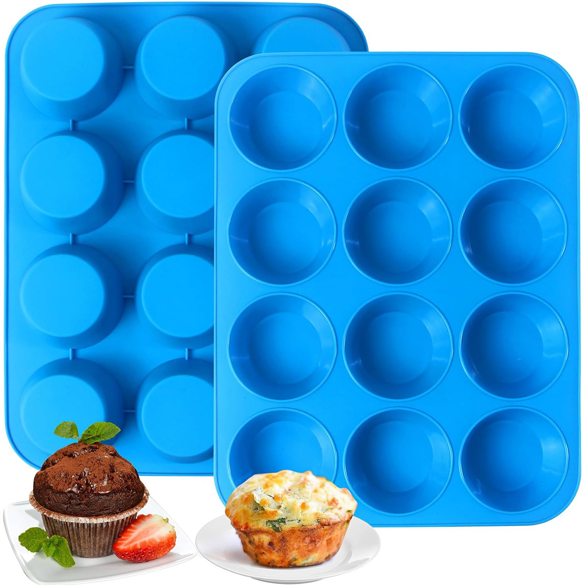 

12cups Silicone Muffin Pan - Silicone Cupcake Pan Nonstick Silicone Molds Great For Making , Bread, Baking Tools, Kitchen Accessories