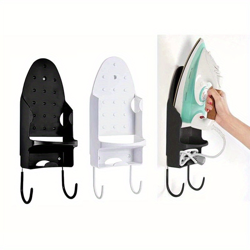 

Portable Iron Holder: Wall Mount Ironing Board Hanger - Black Or White - Hotel Household Iron Storage Rack - Home Storage Supplies - Made From Heat Resistant Pbtplastic