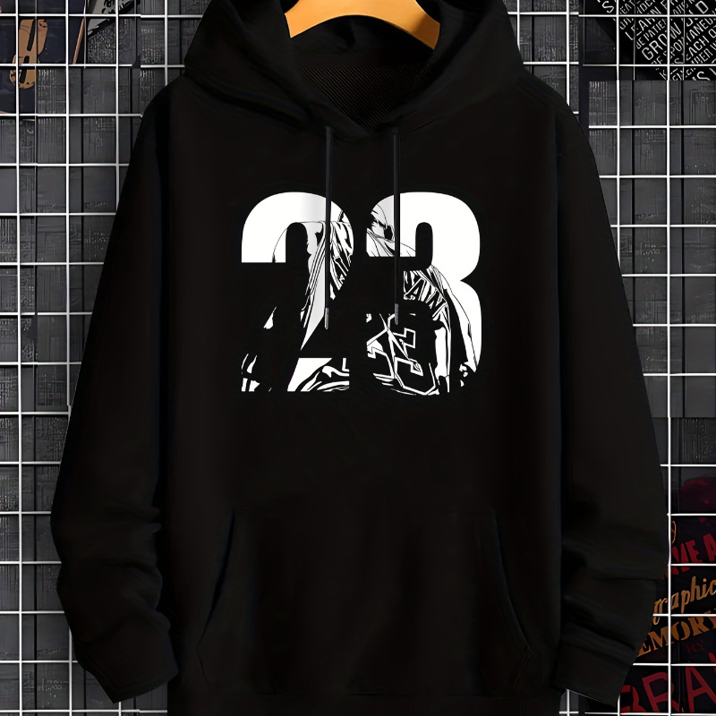 

Men's Classic Number 23 Hoodie - Attractive Graphic Design, Cozy Hooded Pullover Sweatshirt With Hood And Kangaroo Pockets - Stylish Streetwear For Cooler Winter And Fall Days!