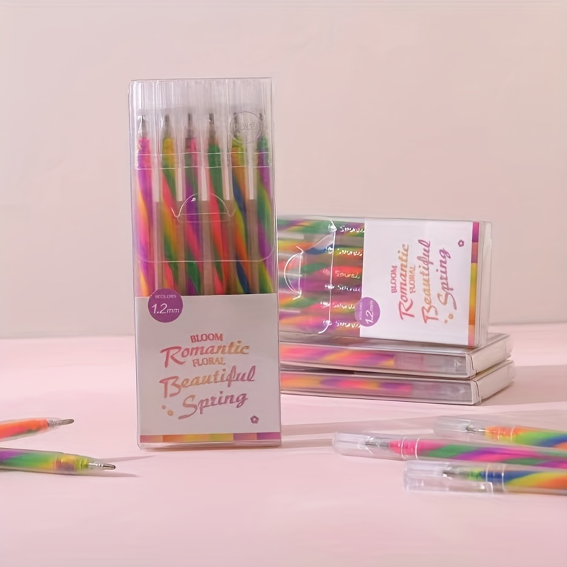 

2pcs 1.2mm Gel Pen - Vibrant Spiral , Glitter, Pastel Colors, Mixed Ink Effects, Hand Account, Greeting Card, Journaling, And Artistic - Unique