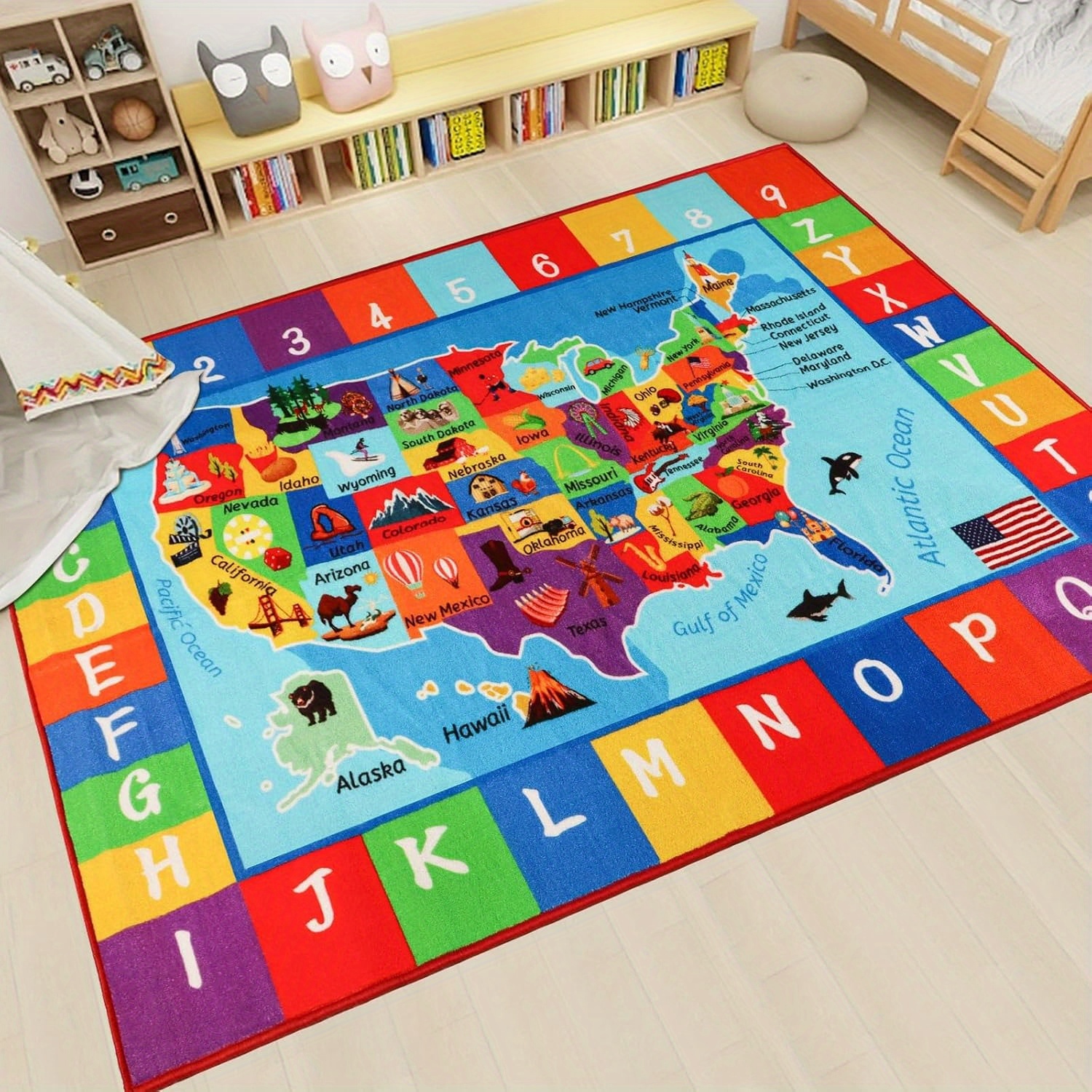 Class Rug OLEEK Large Classroom Rug 8x13 Feet - Kids Playroom Carpet ...