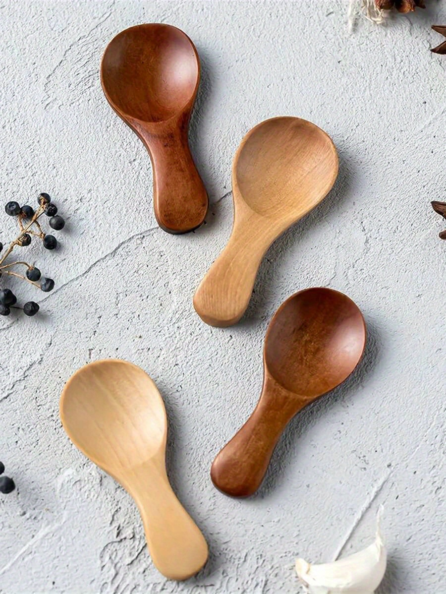 1pc wooden miniature spoon 3 15in 8cm exquisite short handle spoon for home use   seasoning ice cream dessert tea yogurt baby formula and more school supplies back to school details 2