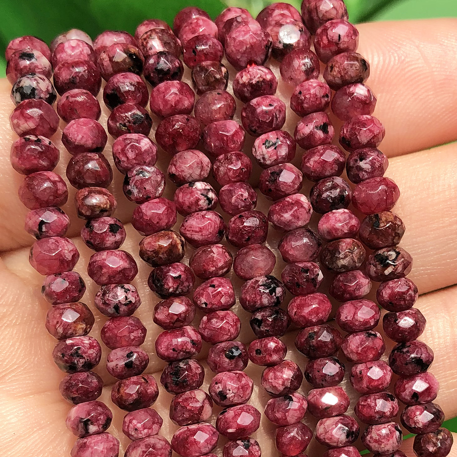 

105pcs Natural Fuchsia Garnet Stone Beads, Faceted Rondelle Loose Gemstone, 3x5mm, For Diy Jewelry Making, Bracelets, Necklaces, Handcrafted Women's Gift Accessories