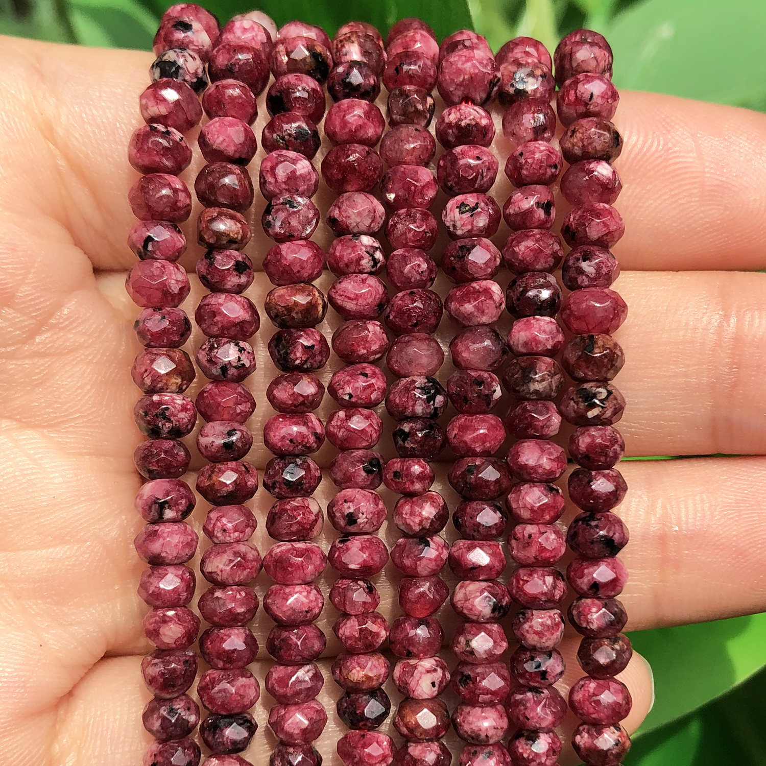 TEMU 105pcs Natural Fuchsia Garnet Stone Beads, Faceted Rondelle Loose Gemstone, 3x5mm, For Diy Jewelry Making, Bracelets, Necklaces, Handcrafted Women's Gift Accessories
