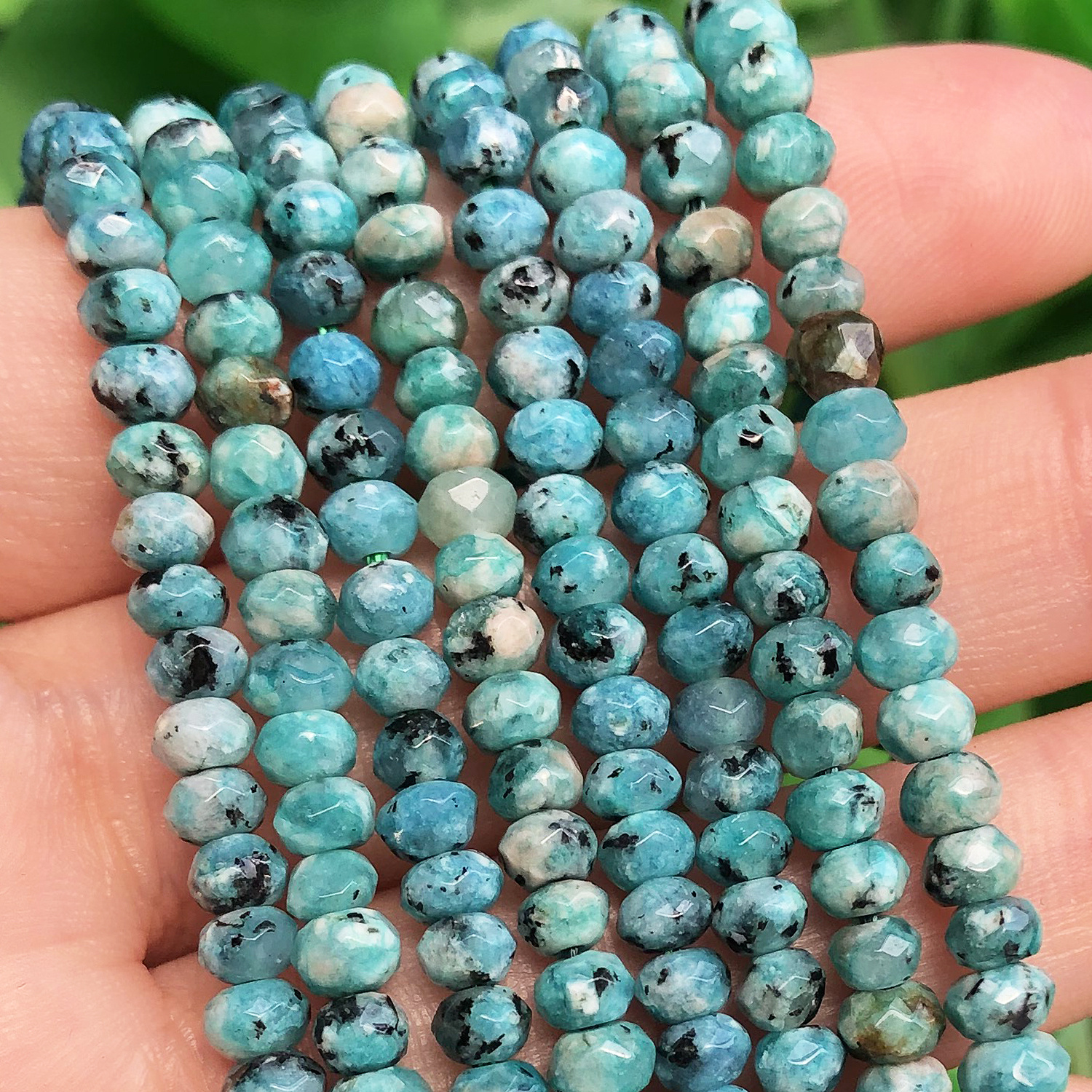 

105pcs Lake Blue Hemp Stone Beads, 3x5mm - Ideal For Making, Perfect Women's Gift Accessories For Bracelets & Necklaces