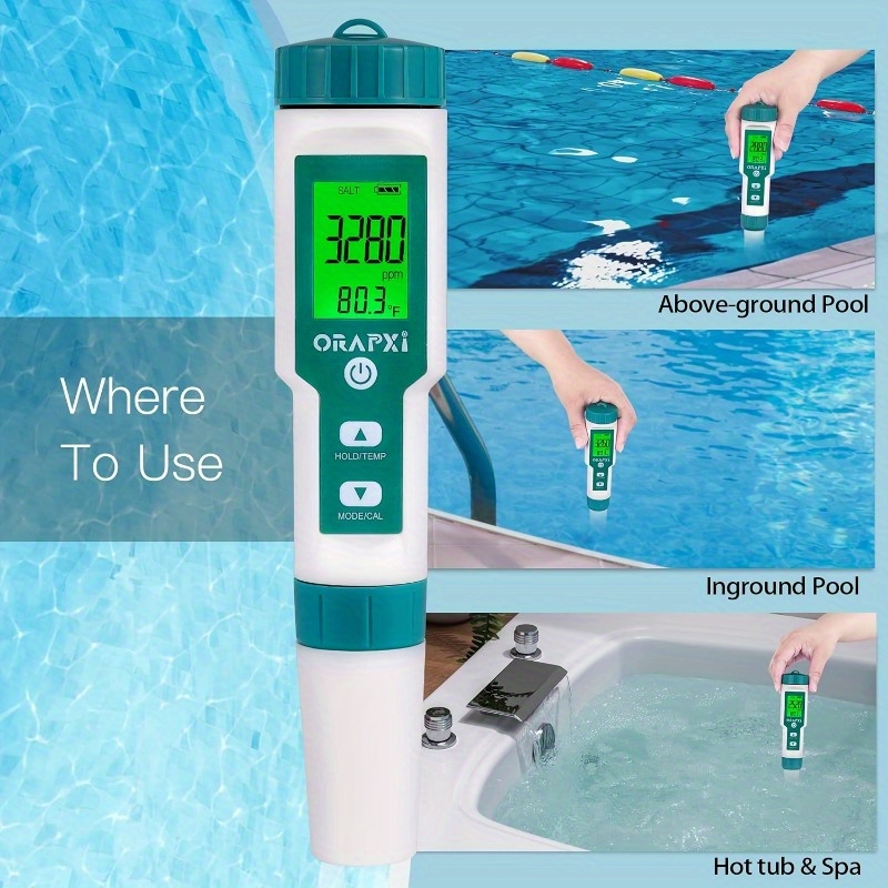 

Pool Tester Ph And Meter For Salt Water Pools Ph And Digital Tester, 7 In 1 Meter For Pools, Hot Tubs And Swim Spas