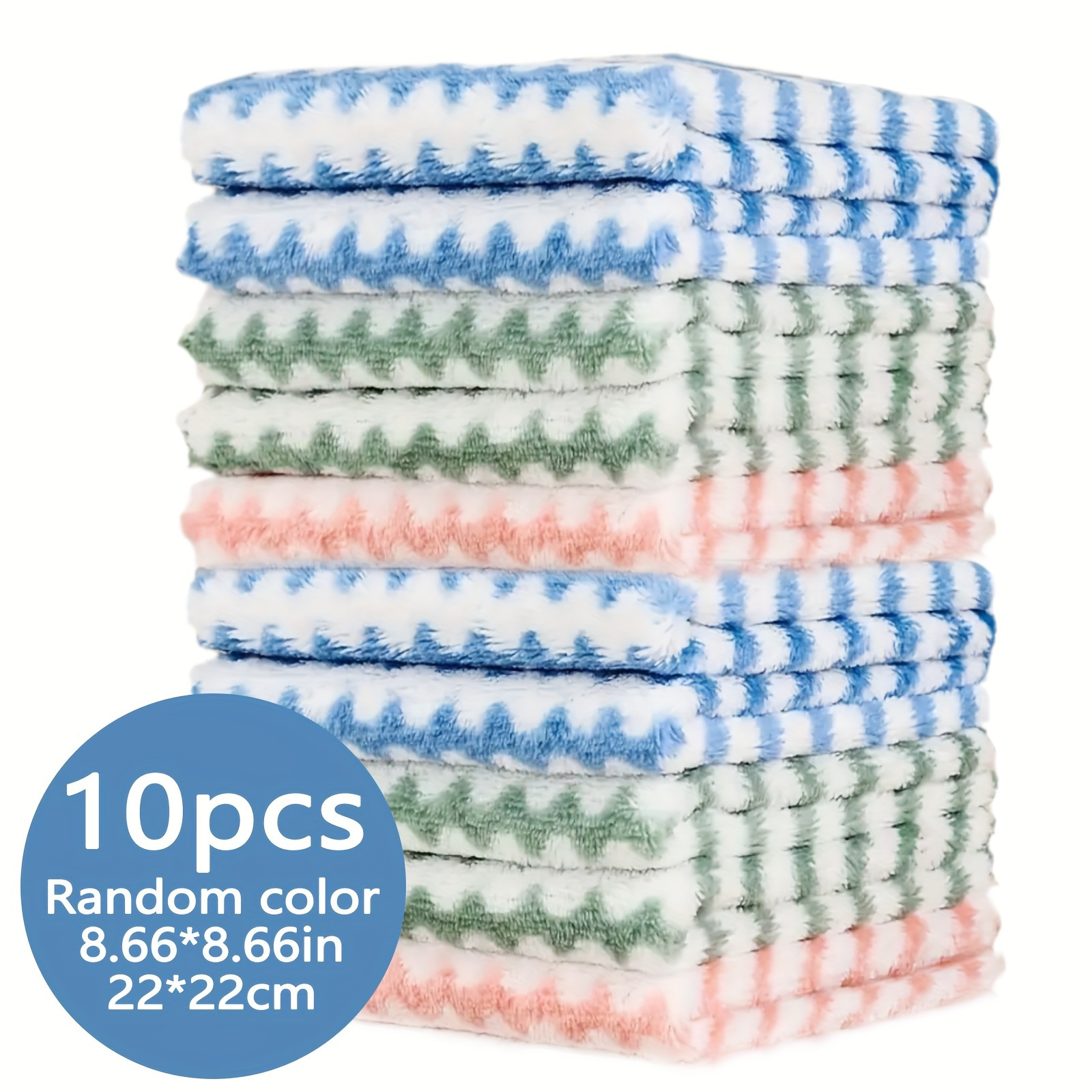 

5/ 10pcs Microfiber Dish Cloths, Thickened Coral Velvet Cationic Double-sided Dish Towels, Soft Absorbent Towels, Strong Stain Removal, Scouring Pads