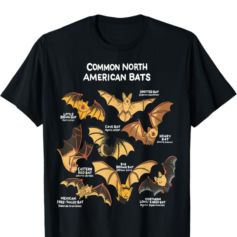 

Bats Print Men's Cotton T-shirt, Graphic Tee Men's Outdoor Clothes, Casual Short Sleeve Crew Neck T-shirt