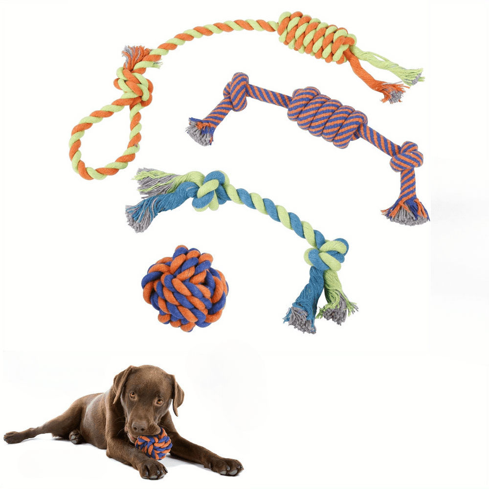 

4 Pcs Dog Chew Rope Toys, Aggressive Chewers, Tough Teething Rope, Safe And Non-toxic Chew Rope For Large, Small Teething Pets, All Puppy Breeds