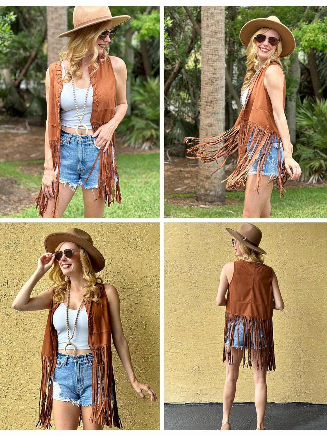 NEW Coffee 70s Hippie Style selling Fringed Suede Vest