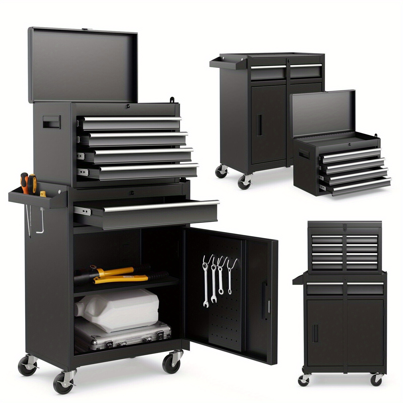   5 drawer rolling tool chest high capacity tool storage cabinet with lockable wheel 0