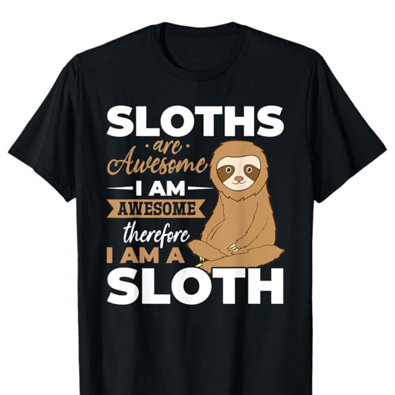 

Sloths Print Men's Cotton T-shirt, Graphic Tee Men's Outdoor Clothes, Casual Short Sleeve Crew Neck T-shirt