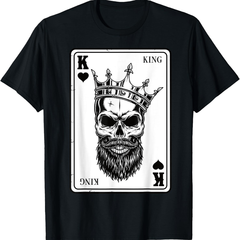 

King And Queen Skull - 2/ 2 Card Hearts Flush Couple Matching T-shirt