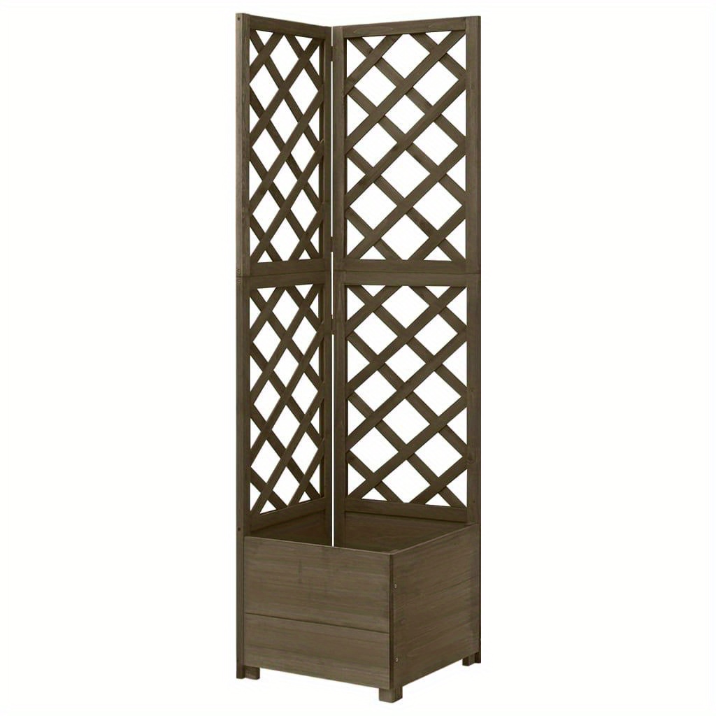 

Outdoor Garden Decor Corner Trellis Planter With Climbing Plant Support In Solid Fir Box Trellis - 40x450 Cm