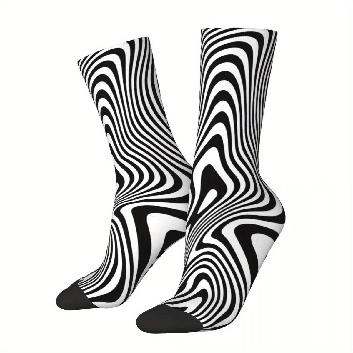 

1 Pair Of Men's Novelty Geometric Pattern Crew Socks, Breathable Comfy Casual Socks For Men's Outdoor Wearing All Wearing