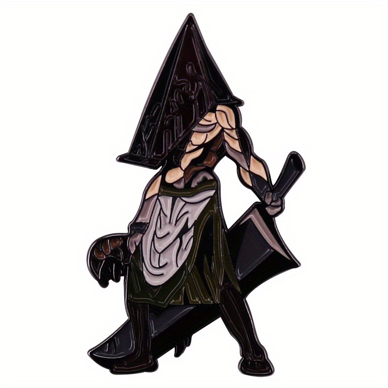 

Pyramid Head Enamel Pin, Hip Hop Style Zinc Alloy Brooch For Backpacks, Metal Video Game Character Badge Accessory