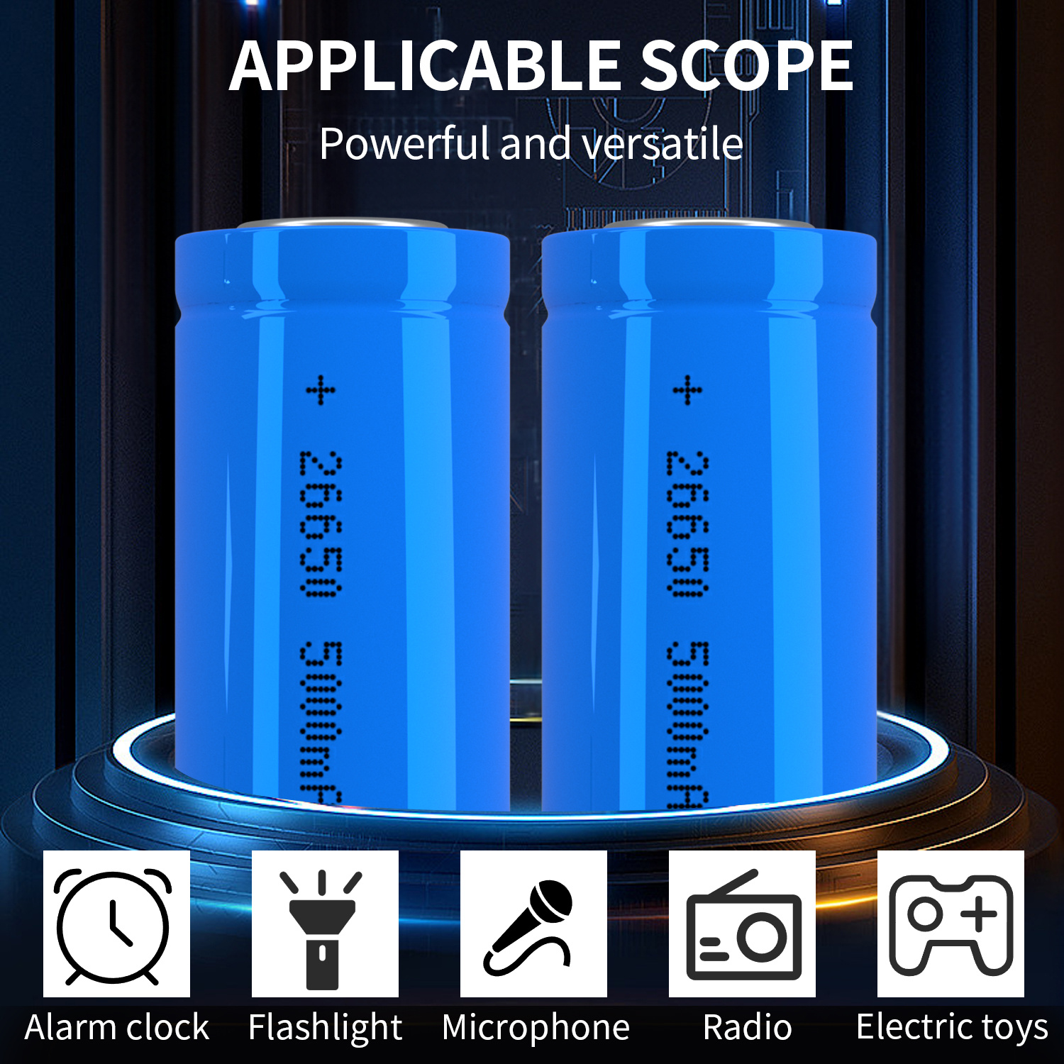 סוללת ליתיום נטענת 26650 3.7V 5000mAh לפנסים, פנסי ראש, תאורת שמש ואלקטרוניקה ניידת - נטענת באמצעות USB, עמידה בפני פיצוצים, בעלת קיבולת גבוהה, ללא פרטים 5