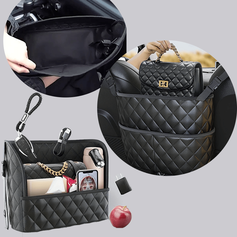

Stylish Faux Leather Car Organizer - Handbag Holder For Driving & Tidier Vehicle,
