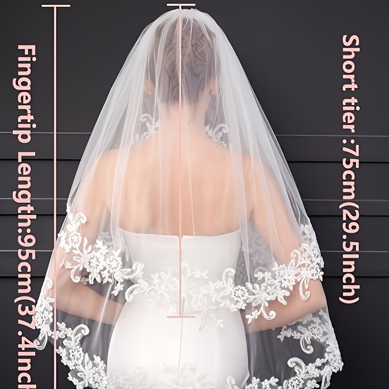 

Wedding Exquisite 2-layer Cathedral Wedding Veil - Short, White, Lace, Comb, Suitable For Brides And Ladies, Elegant, Classic, Romantic, Perfect For Wedding Ceremonies And Special Occasions