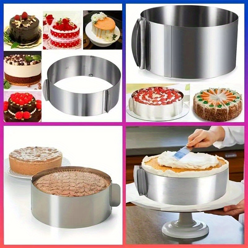 

Adjustable Stainless Steel Cake Ring - 6-12 Inch Round Mousse & Baking Mold For Home Kitchen Use