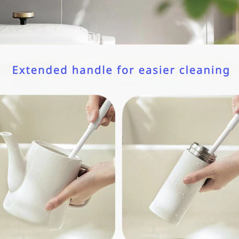 1  non dead angle silicone brush long handle reusable cup brush suitable for kitchen household cup cleaning restaurant essential cleaning brush details 4