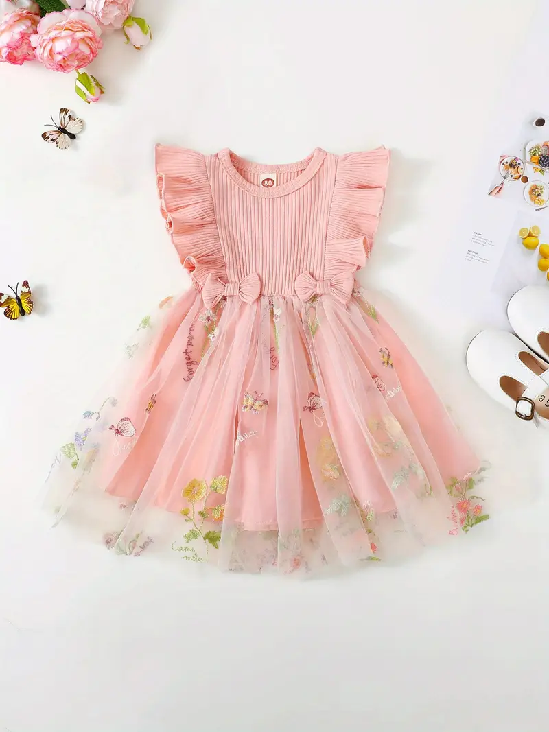 princess dress 0 3 months Gubotare Baby Princess Dress Baby Girls Birthday Dress Shiny Printed Sequin Bowknot Tutu Princess Dress 0 3 6 9 12 18 24 Months (Blue,Size 9-12 Months)